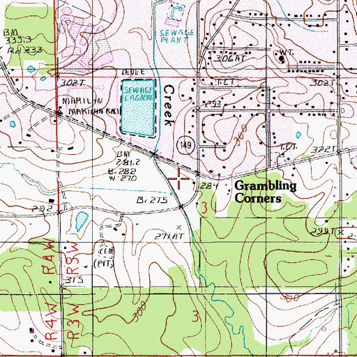 Topographic Map of Grambling Corners, LA