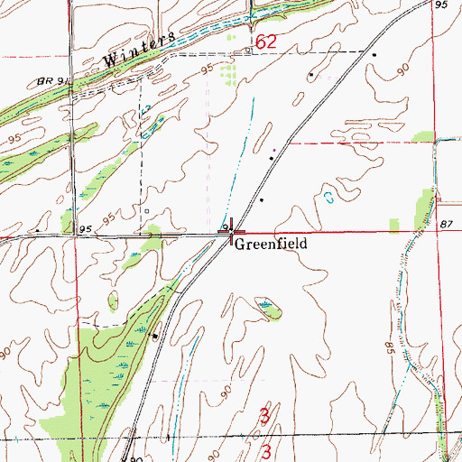 Topographic Map of Greenfield, LA