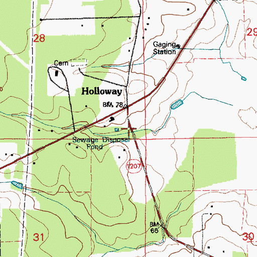 Topographic Map of Holloway, LA