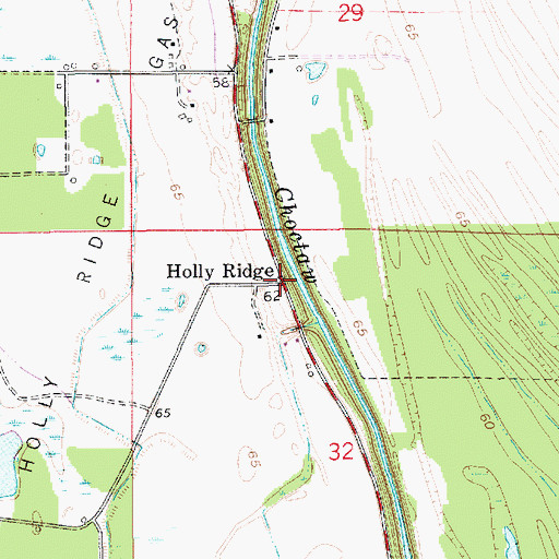 Topographic Map of Holly Ridge, LA