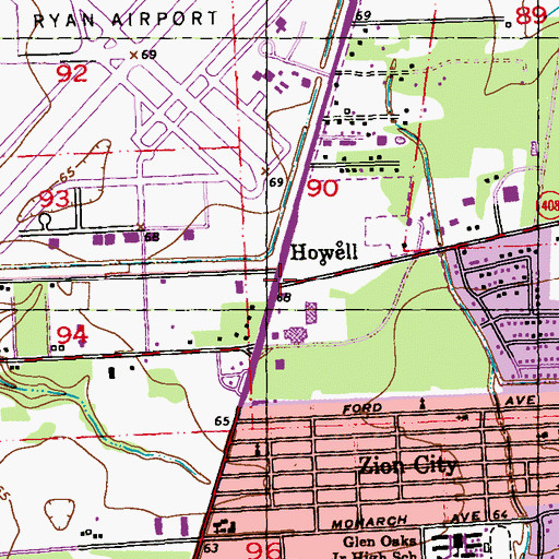 Topographic Map of Howell, LA