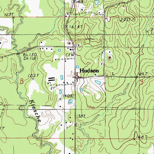 Topographic Map of Hudson, LA