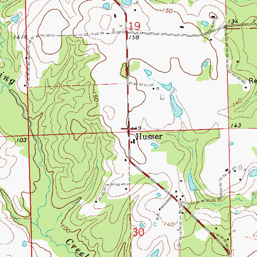 Topographic Map of Husser, LA