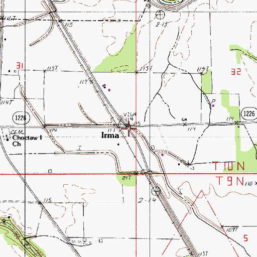 Topographic Map of Irma, LA