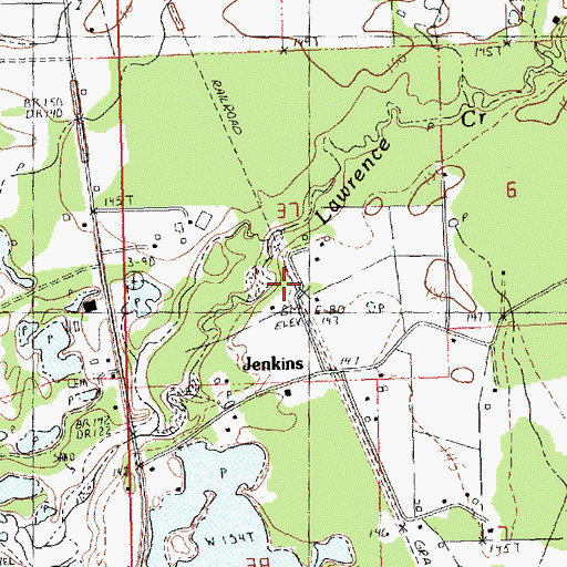 Topographic Map of Jenkins, LA