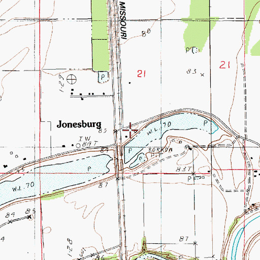 Topographic Map of Jonesburg, LA