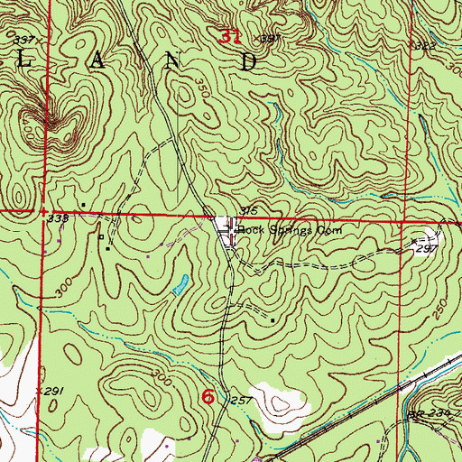 Topographic Map of Rock Springs Cemetery, AR