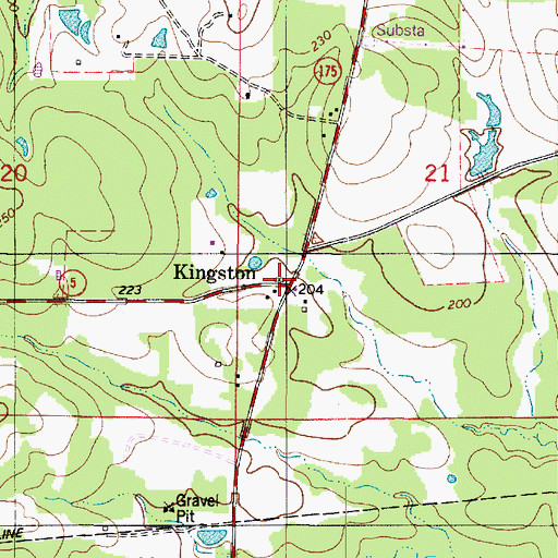 Topographic Map of Kingston, LA