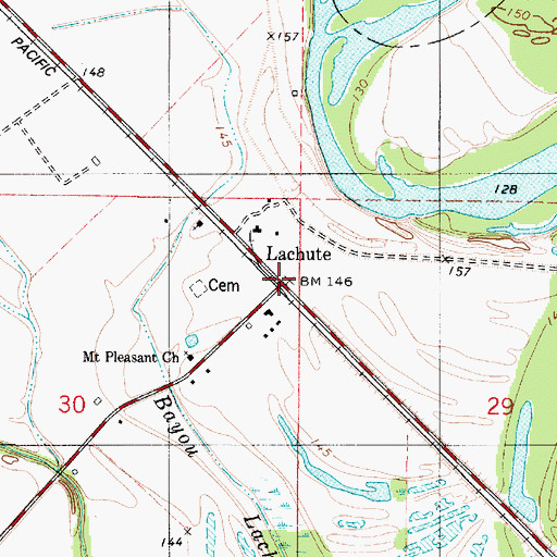 Topographic Map of Lachute, LA