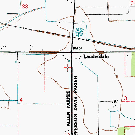 Topographic Map of Lauderdale, LA