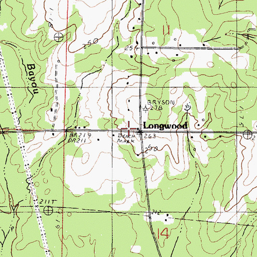 Topographic Map of Longwood, LA