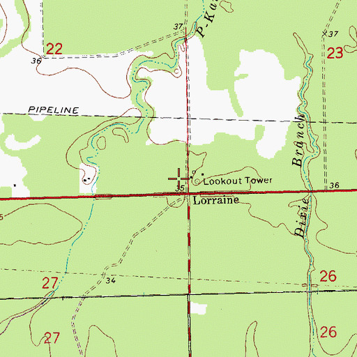 Topographic Map of Lorraine, LA
