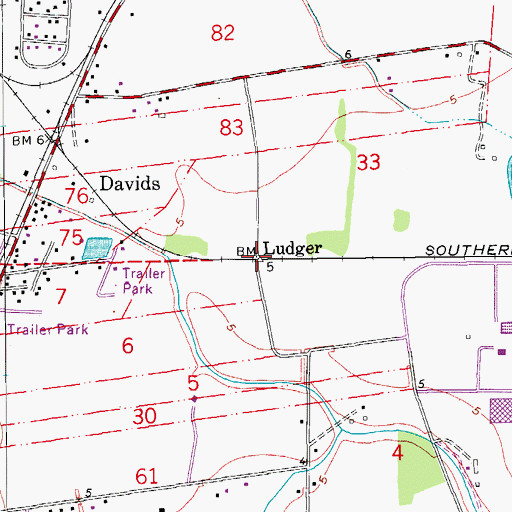 Topographic Map of Ludger, LA