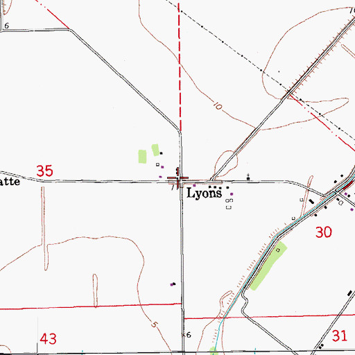 Topographic Map of Lyons, LA