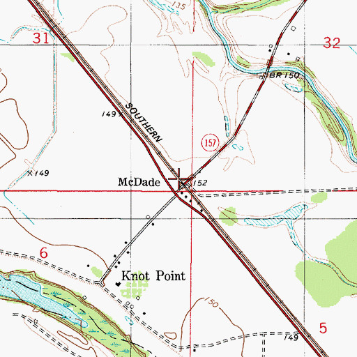 Topographic Map of McDade, LA