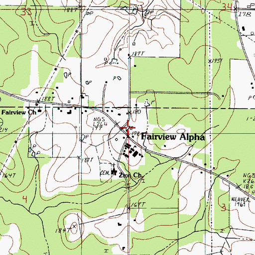 Topographic Map of Fairview Alpha, LA