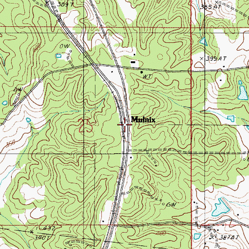 Topographic Map of Mulnix, LA