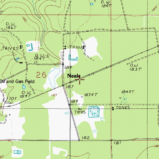 Topographic Map of Neale, LA