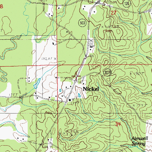 Topographic Map of Nickel, LA