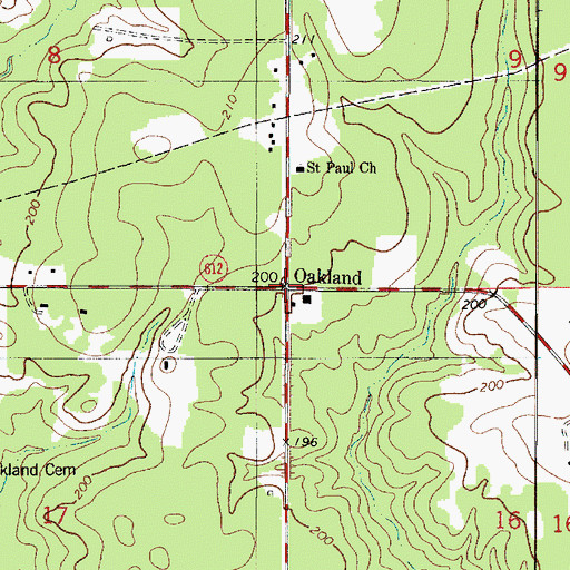 Topographic Map of Oakland, LA