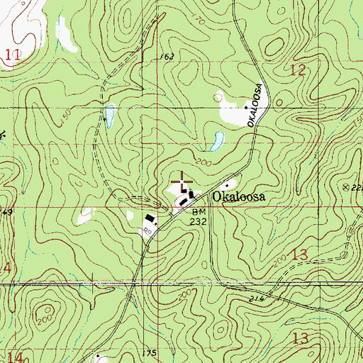 Topographic Map of Okaloosa, LA