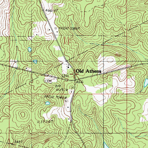 Topographic Map of Old Athens, LA