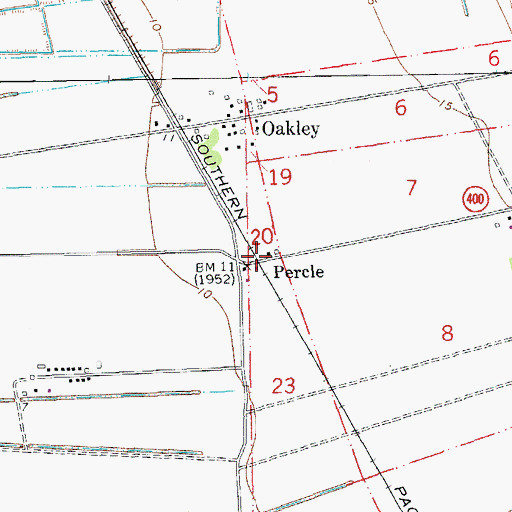 Topographic Map of Percle, LA