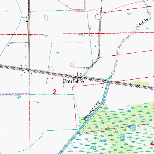 Topographic Map of Poufette, LA