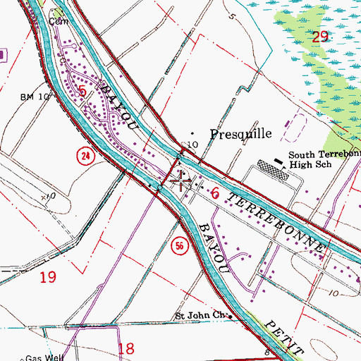 Topographic Map of Presquille, LA