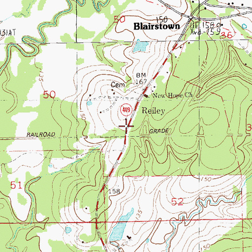 Topographic Map of Reiley, LA
