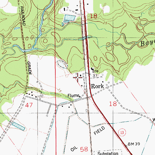 Topographic Map of Rork, LA