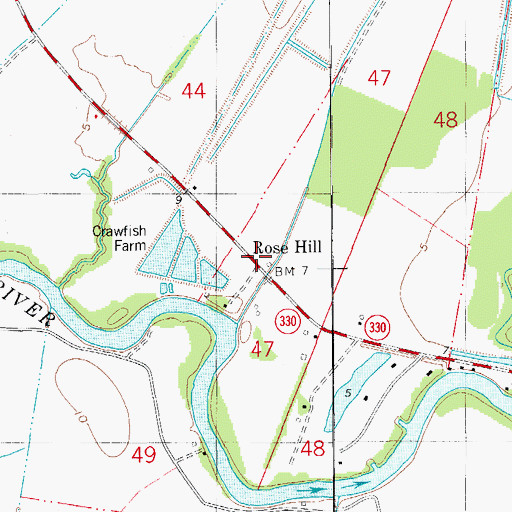 Topographic Map of Rose Hill, LA