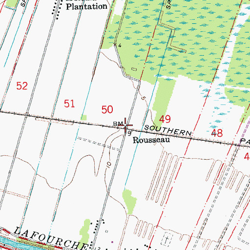 Topographic Map of Rousseau, LA