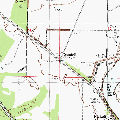 Topographic Map of Sentell, LA