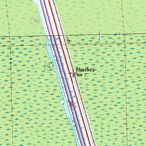 Topographic Map of Sharkey, LA