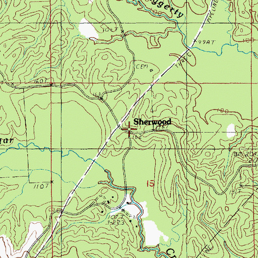 Topographic Map of Sherwood, LA