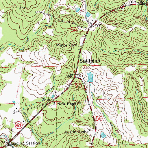 Topographic Map of Spillman, LA