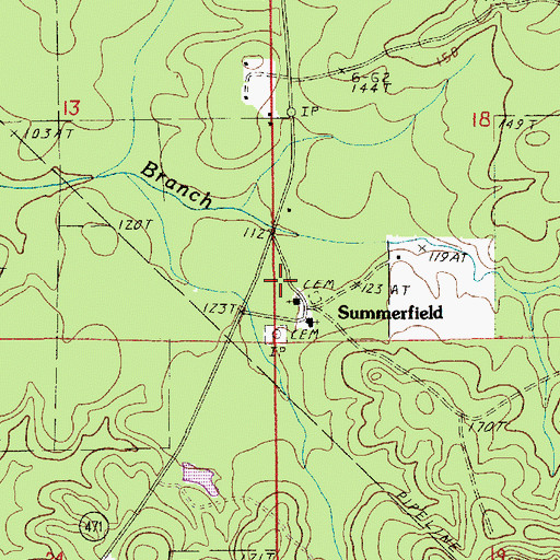 Topographic Map of Summerfield, LA