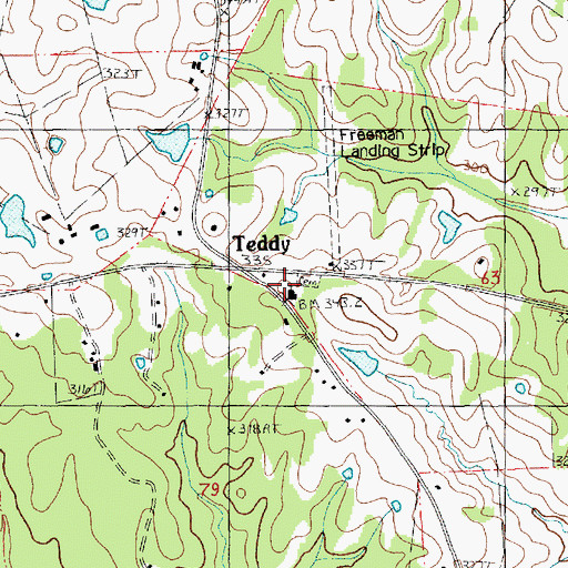Topographic Map of Teddy, LA