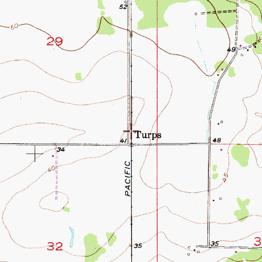 Topographic Map of Turps, LA