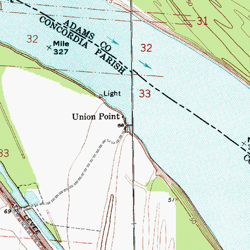 Topographic Map of Union Point, LA
