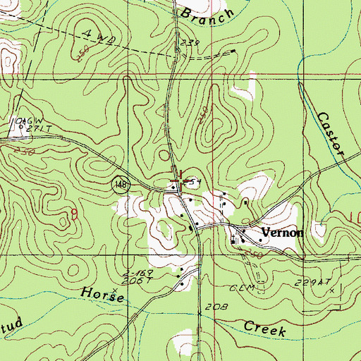 Topographic Map of Vernon, LA