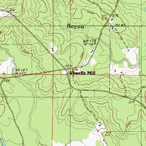 Topographic Map of Vowells Mill, LA