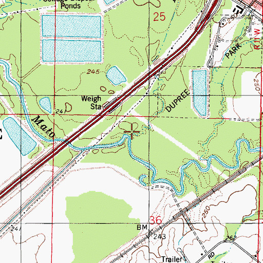 Topographic Map of Rocky Branch, AR
