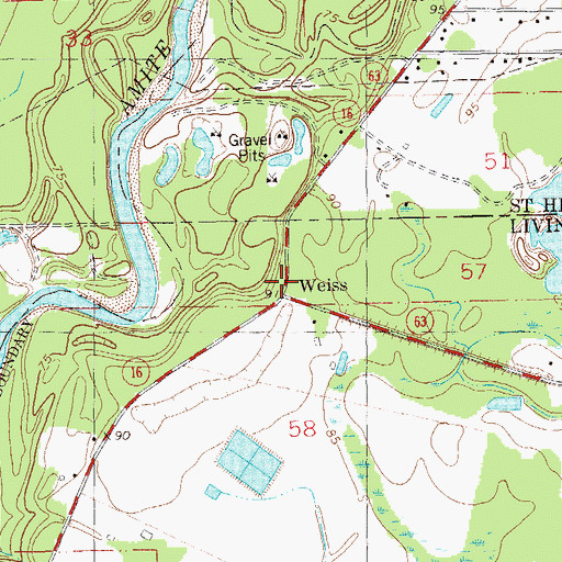 Topographic Map of Weiss, LA