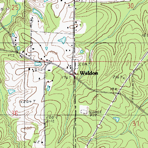 Topographic Map of Weldon, LA