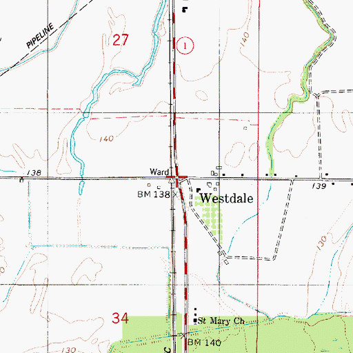 Topographic Map of Westdale, LA