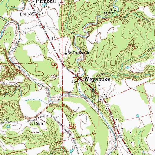 Topographic Map of Weyanoke, LA