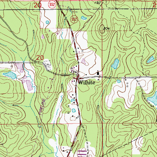 Topographic Map of Wilhite, LA