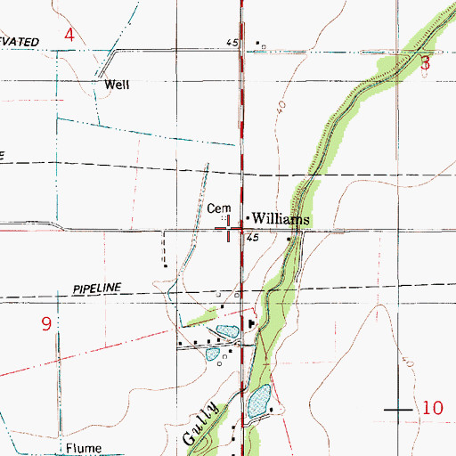 Topographic Map of Williams, LA